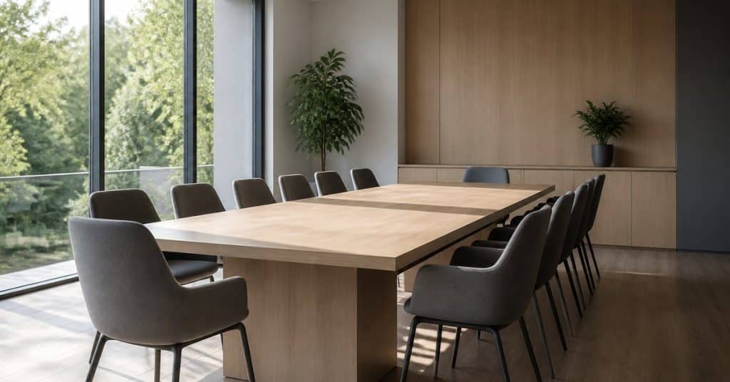 Aménager une salle de réunion : table, capacité et passage de câbles