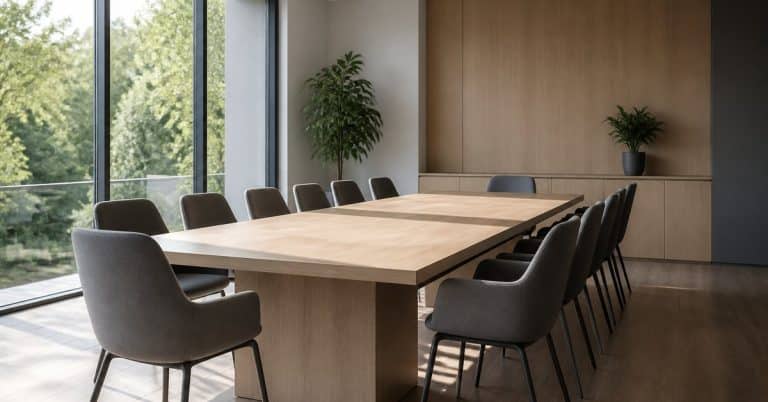 Aménager une salle de réunion : table, capacité et passage de câbles