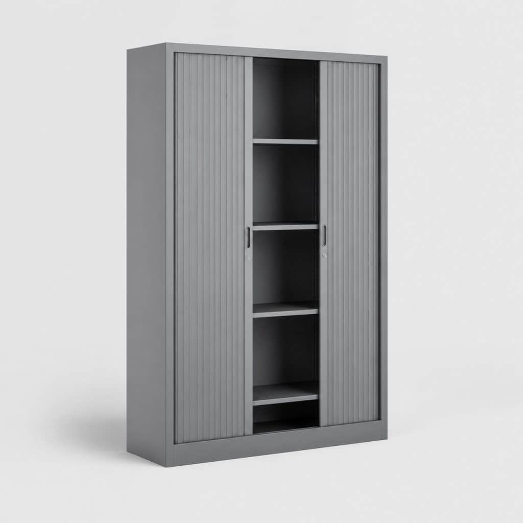 Armoire métallique à rideau coulissant, gris