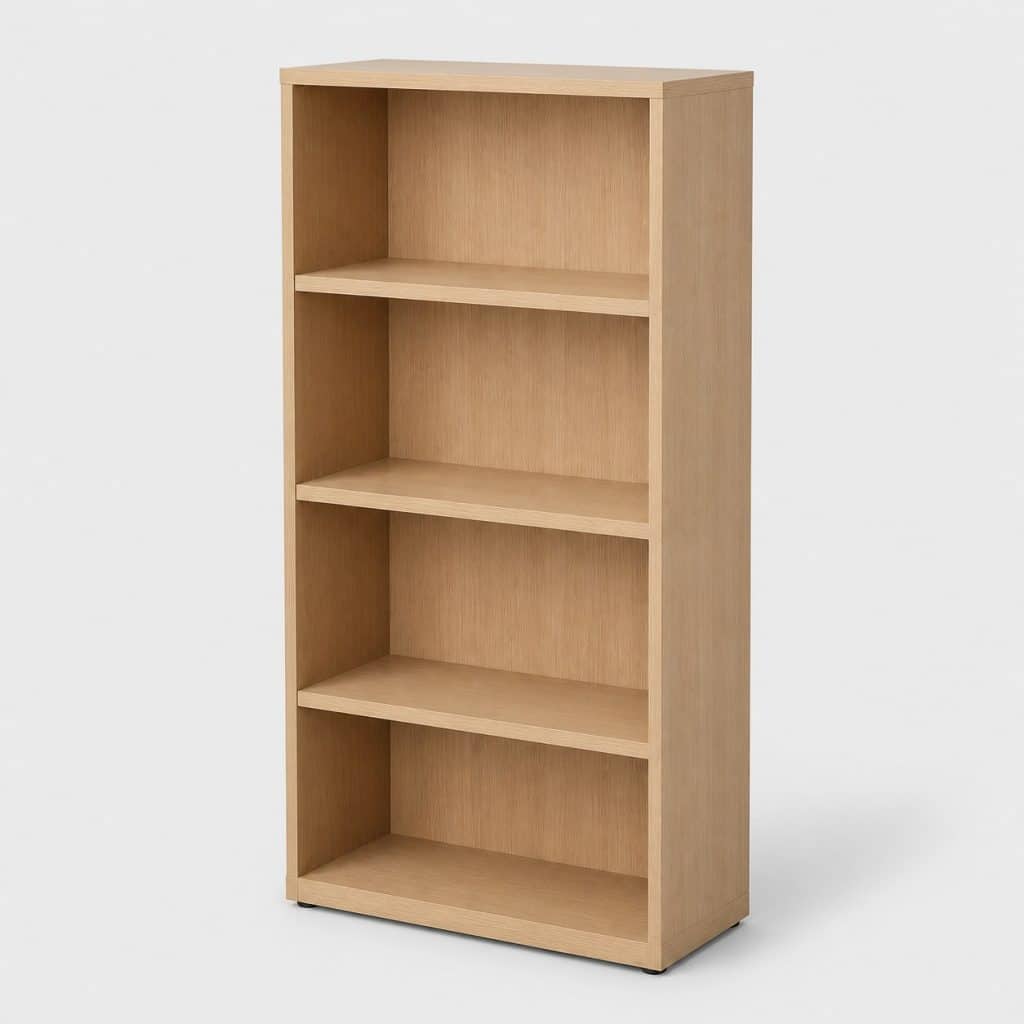 Bibliothèque de bureau en bois clair, quatre niveaux