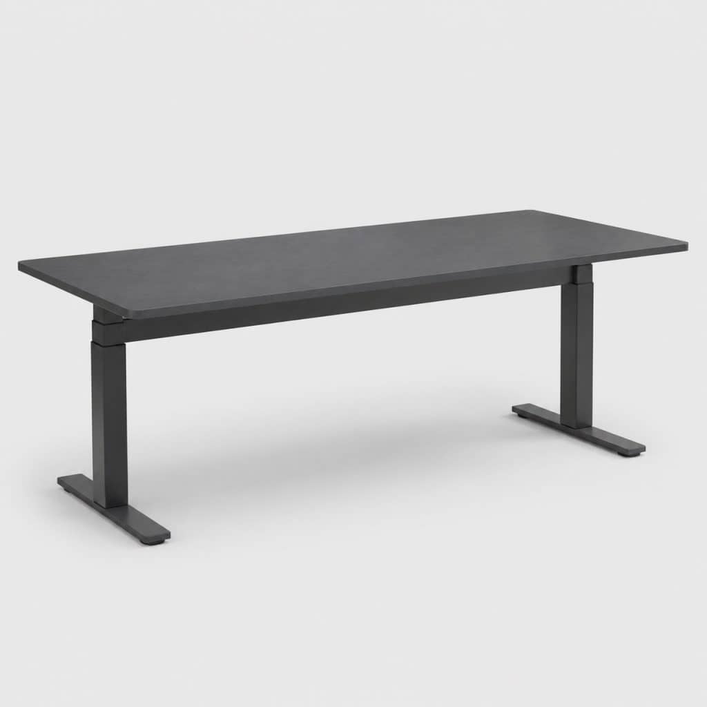 Bureau assis-debout électrique 160 cm plateau gris foncé
