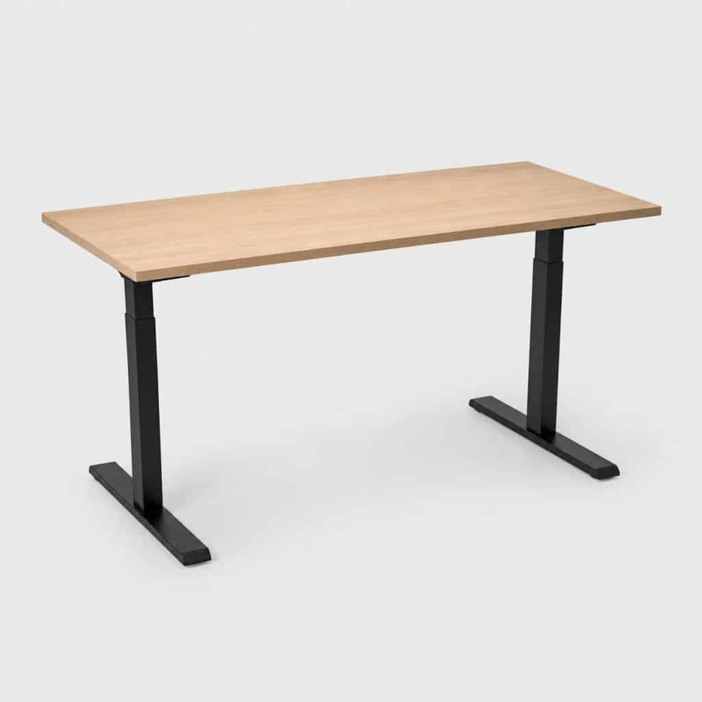 Bureau assis-debout électrique plateau mélaminé décor bois