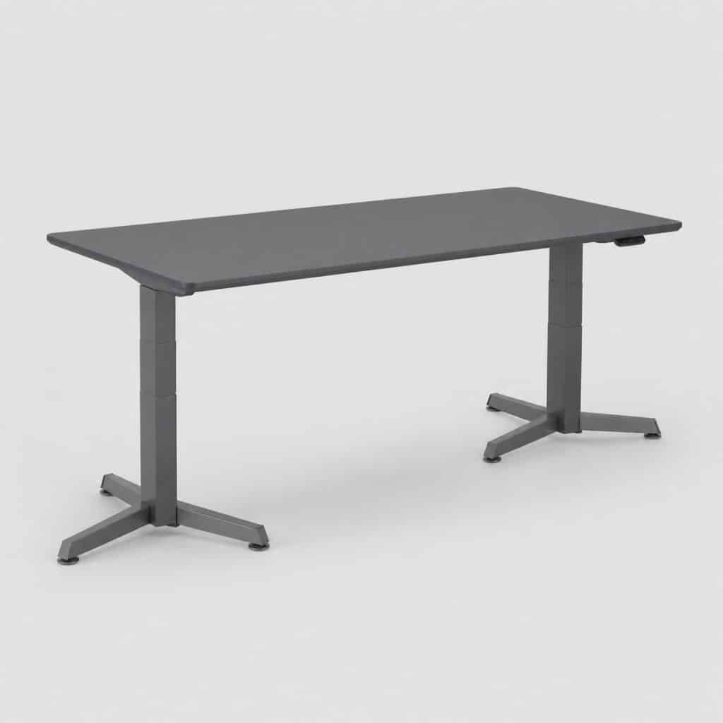 Bureau assis-debout électrique 140 cm plateau gris