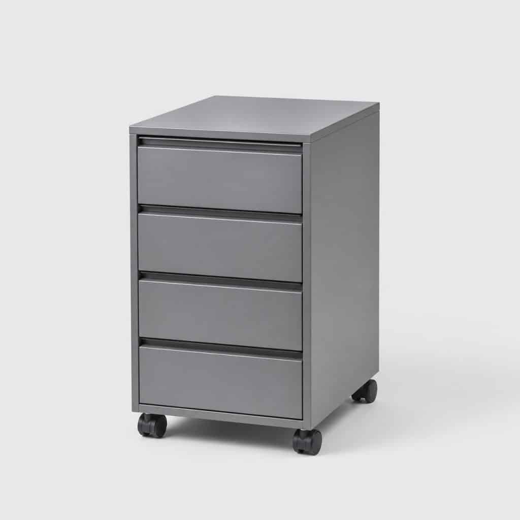 Caisson de bureau compact gris à 4 tiroirs