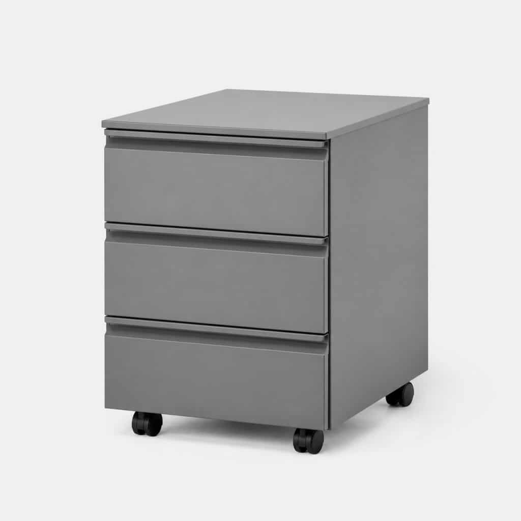 Caisson de bureau mobile gris à trois tiroirs