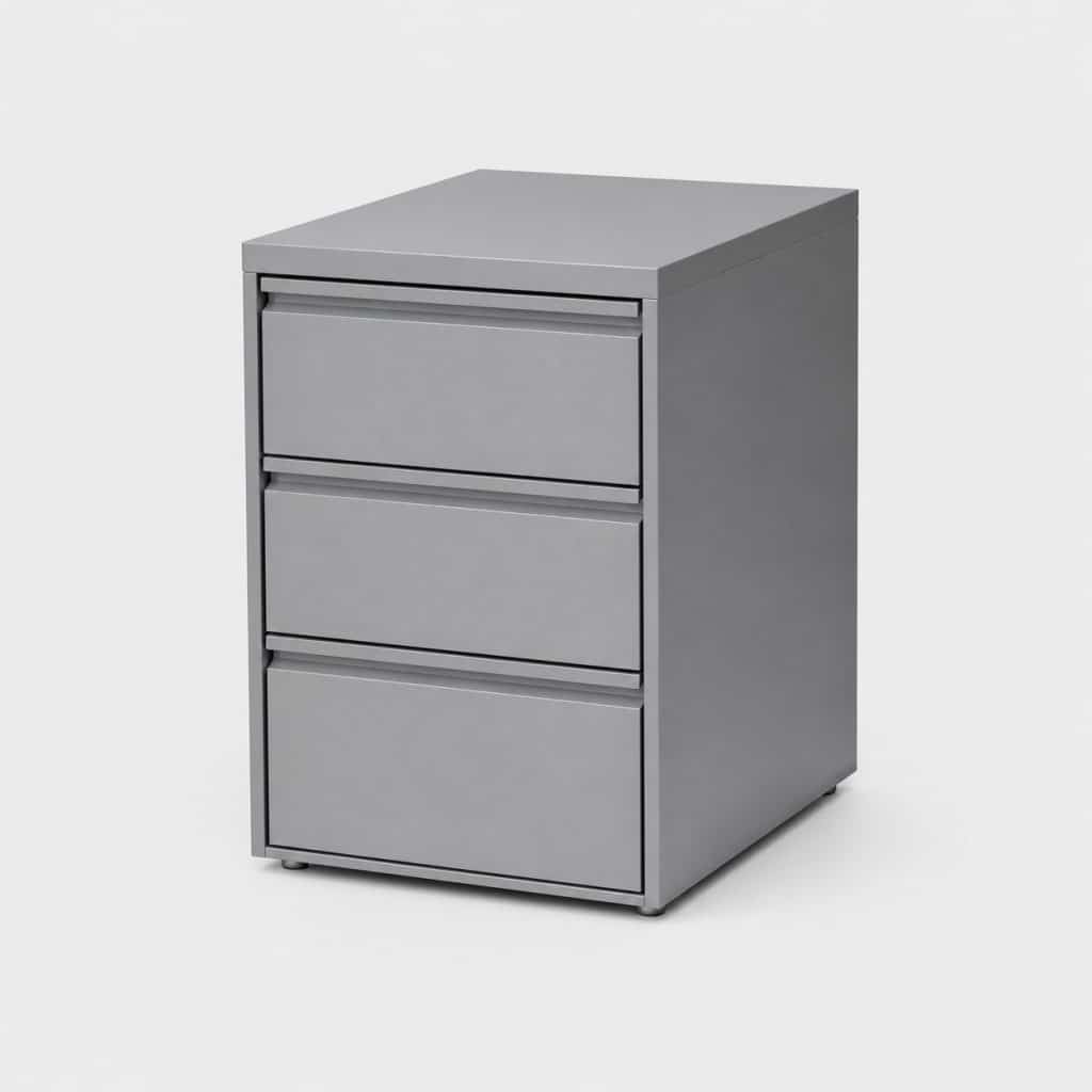 Caisson de bureau métallique gris à trois tiroirs