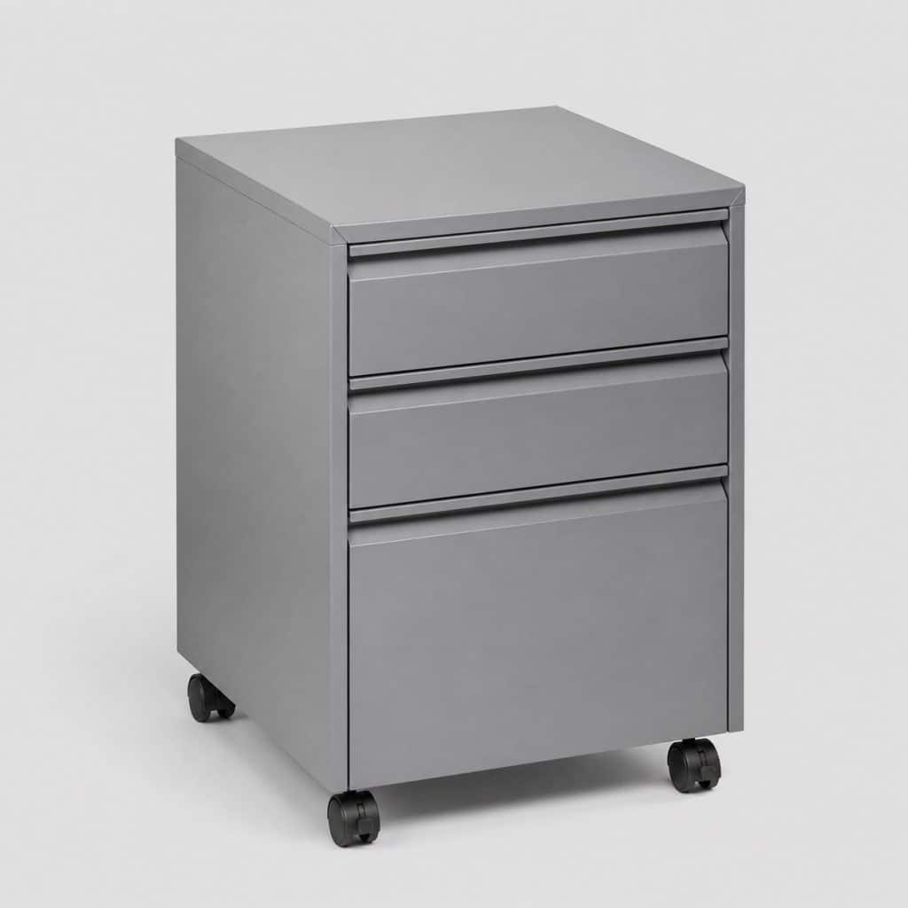 Caisson de bureau métallique gris hauteur 70 cm