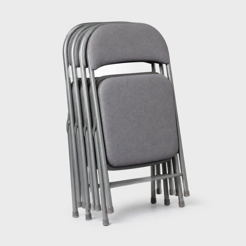 Lot de 4 chaises pliantes grises empilées
