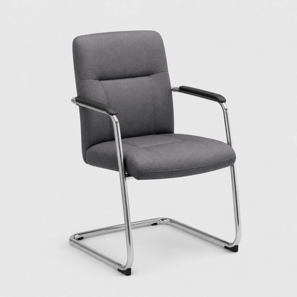 Chaise visiteur à piètement luge chromé
