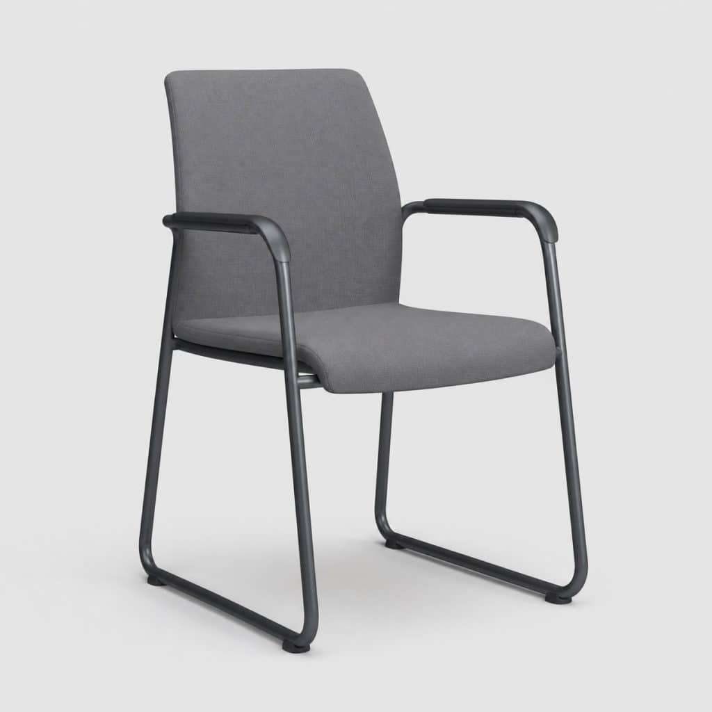 Chaise visiteur grise, structure métallique