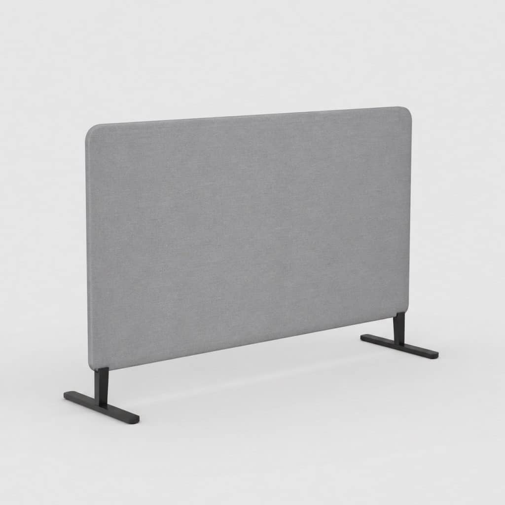 Cloison de bureau sur pieds fixes, tissu gris