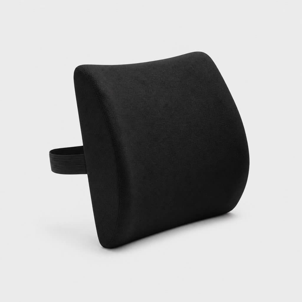 Coussin lombaire orthopédique noir, sangle élastique