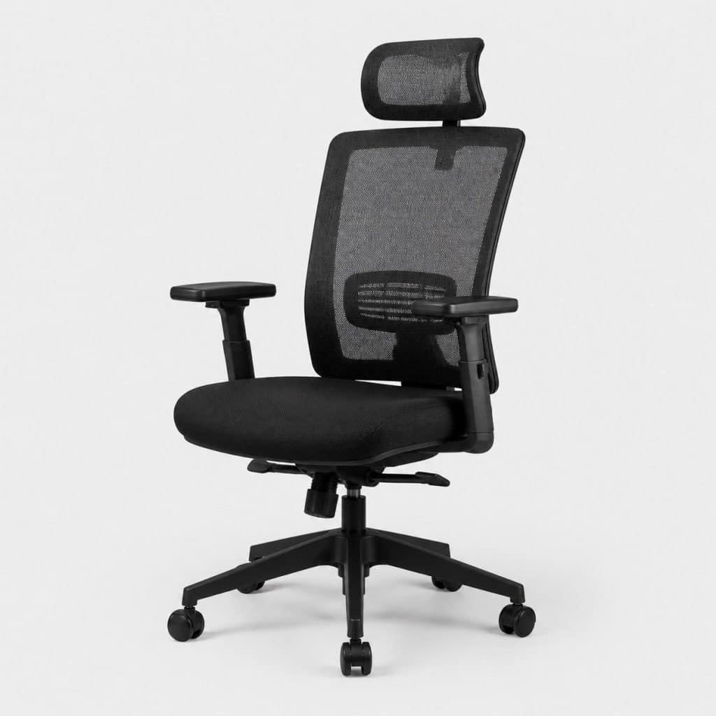 Fauteuil de bureau ergonomique, dossier résille noir
