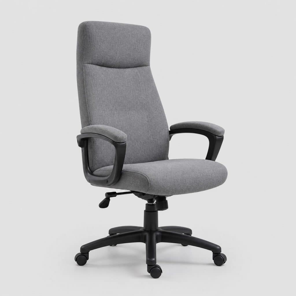 Fauteuil de direction en tissu gris, dossier haut
