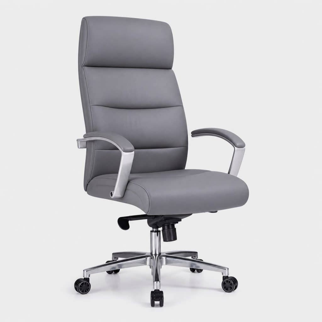 Fauteuil de direction pivotant gris, base aluminium
