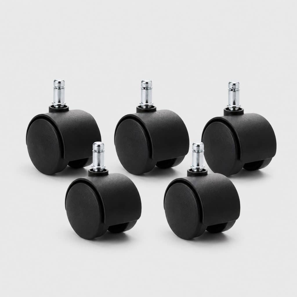 Jeu de 5 roulettes noires pour chaise de bureau