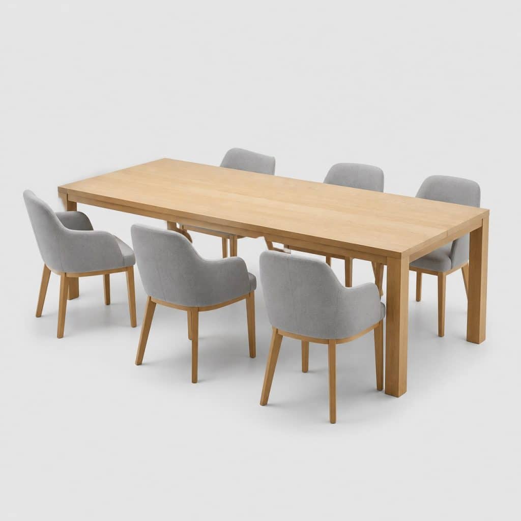 Table de réunion 180 cm en bois clair pour 6 personnes