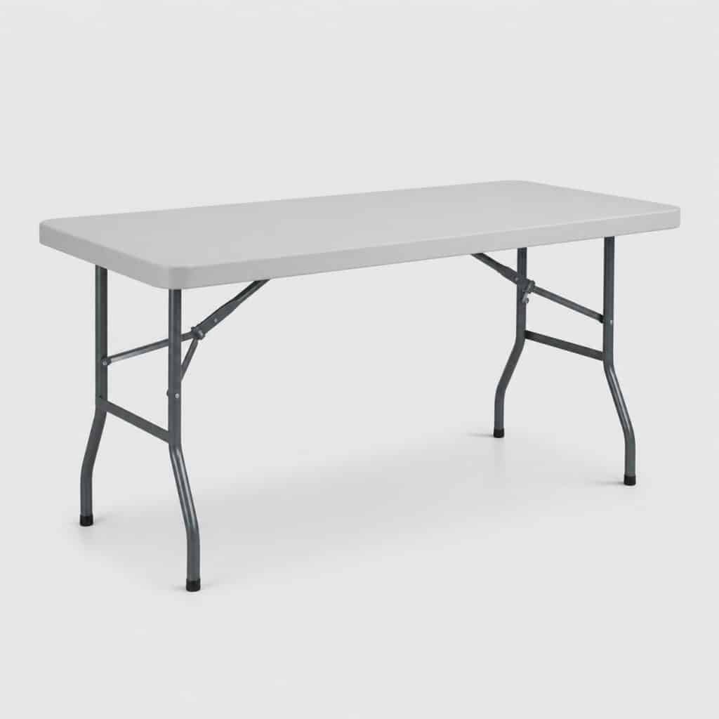Table de réunion pliante grise, plateau clair